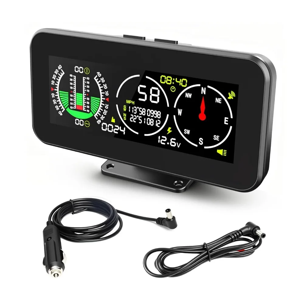 

Off Road Inclinometer GPS Speedometer Compass Digital HUD Level Tilt Angle Slope Meter Coordinate Display