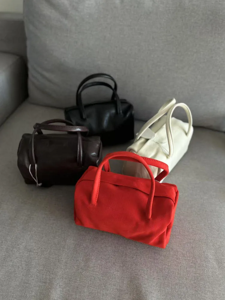 

Spring Summer 2025 Women's Soft Leather Toast Bag Tofu Handbag Boston Sle Handbag Korean Sle Decorative Stitching