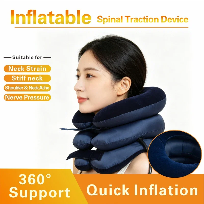 Medical Grade Inflatable Neck Stretcher Cervical Traction Device Comfortable Home Use Posture Correction Brace Support