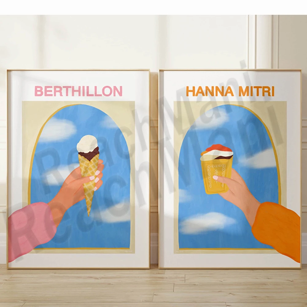 Lebanese art, Turkish coffee, espresso, macarons and baklava, baguette, french art, food prints, museum, Beirut travel poster