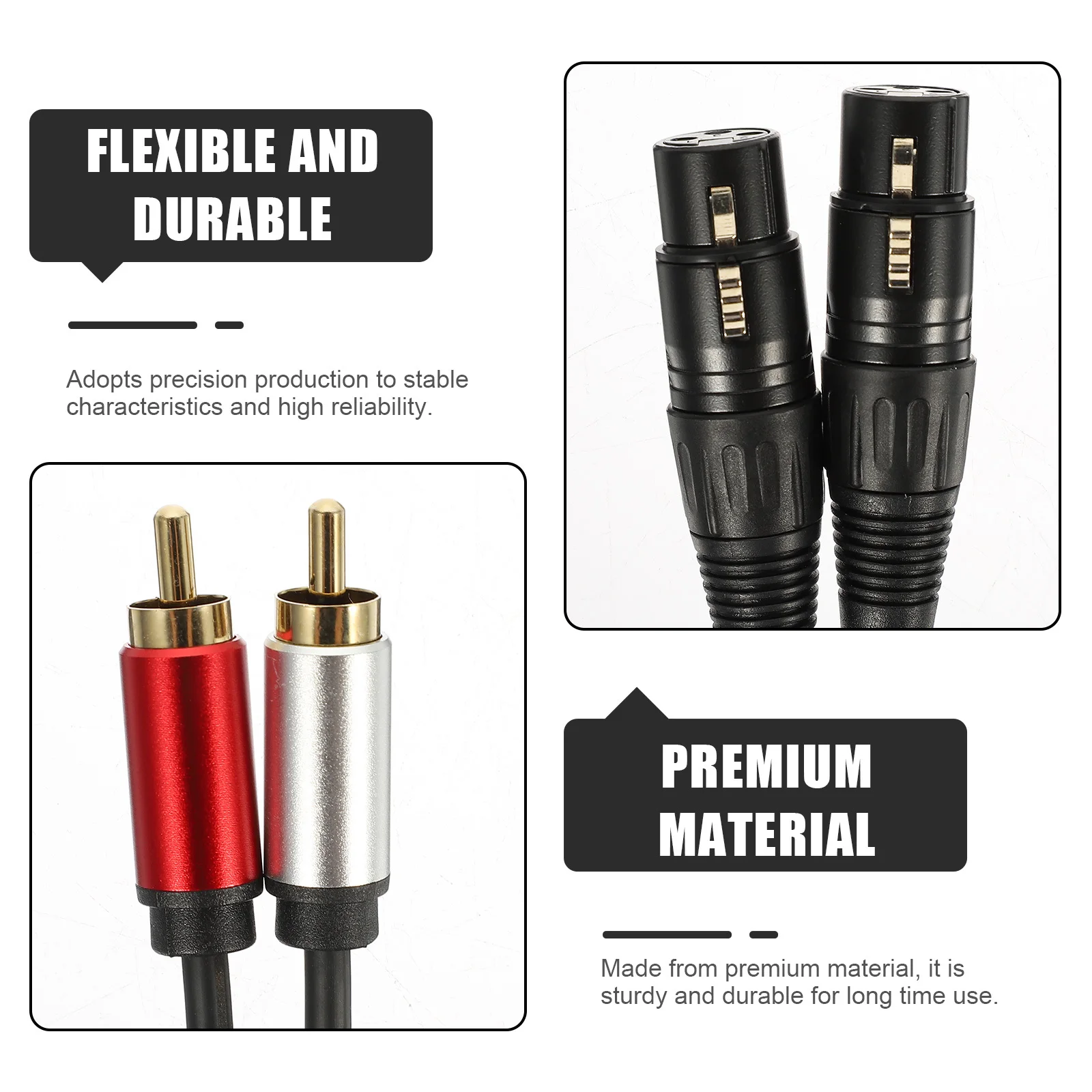 

Rca Audio Converter Cable Flexible Durable for Car Equipment Audio Splitter Wire Adapter Practical Transmission