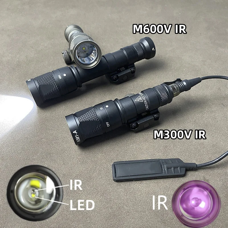 

Tactical Light M300V IR M600V IR Lighting & LED White Scout Flashlight w/ Remote Pressure Switch for Hunting Picatinny Rail ﻿