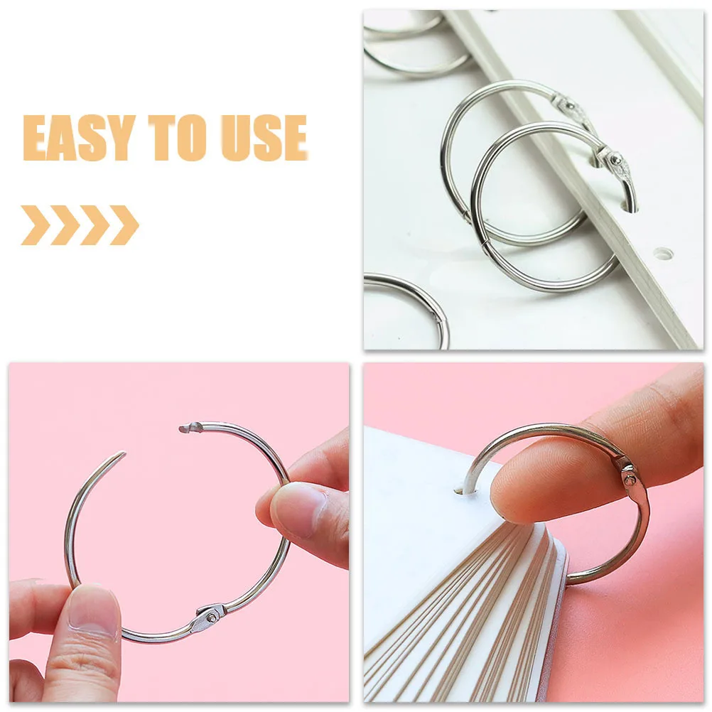 20pcs Iron Ring Binder Clips Metal Hinged Rings For Diy Albums Keychains Documents Organization Book Index Cards Loose Leaf
