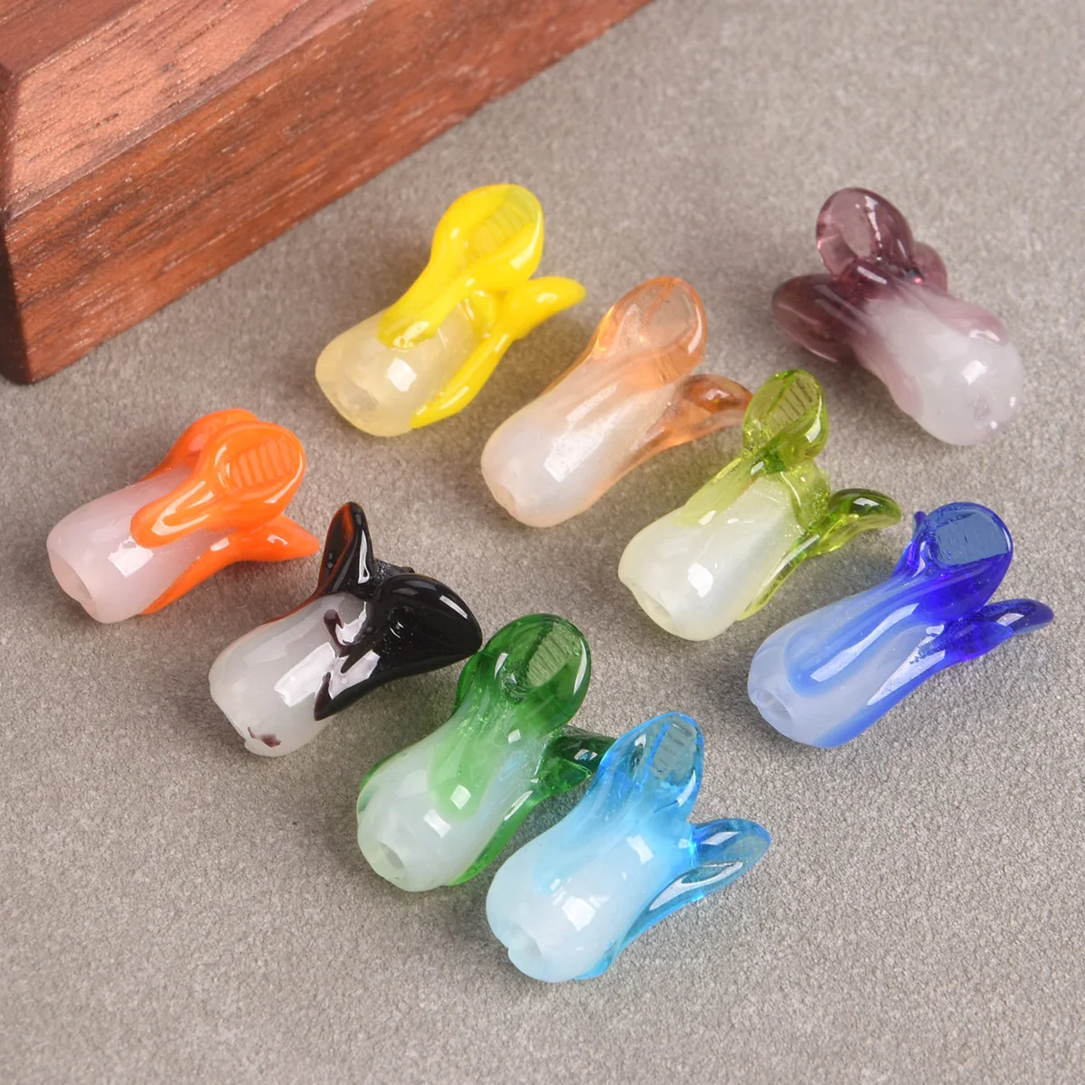 

10PCS Handmade Chinese Cabbage Shape 20x10mm Lampwork Glass Loose Beads For Jewelry Making DIY Crafts Findings