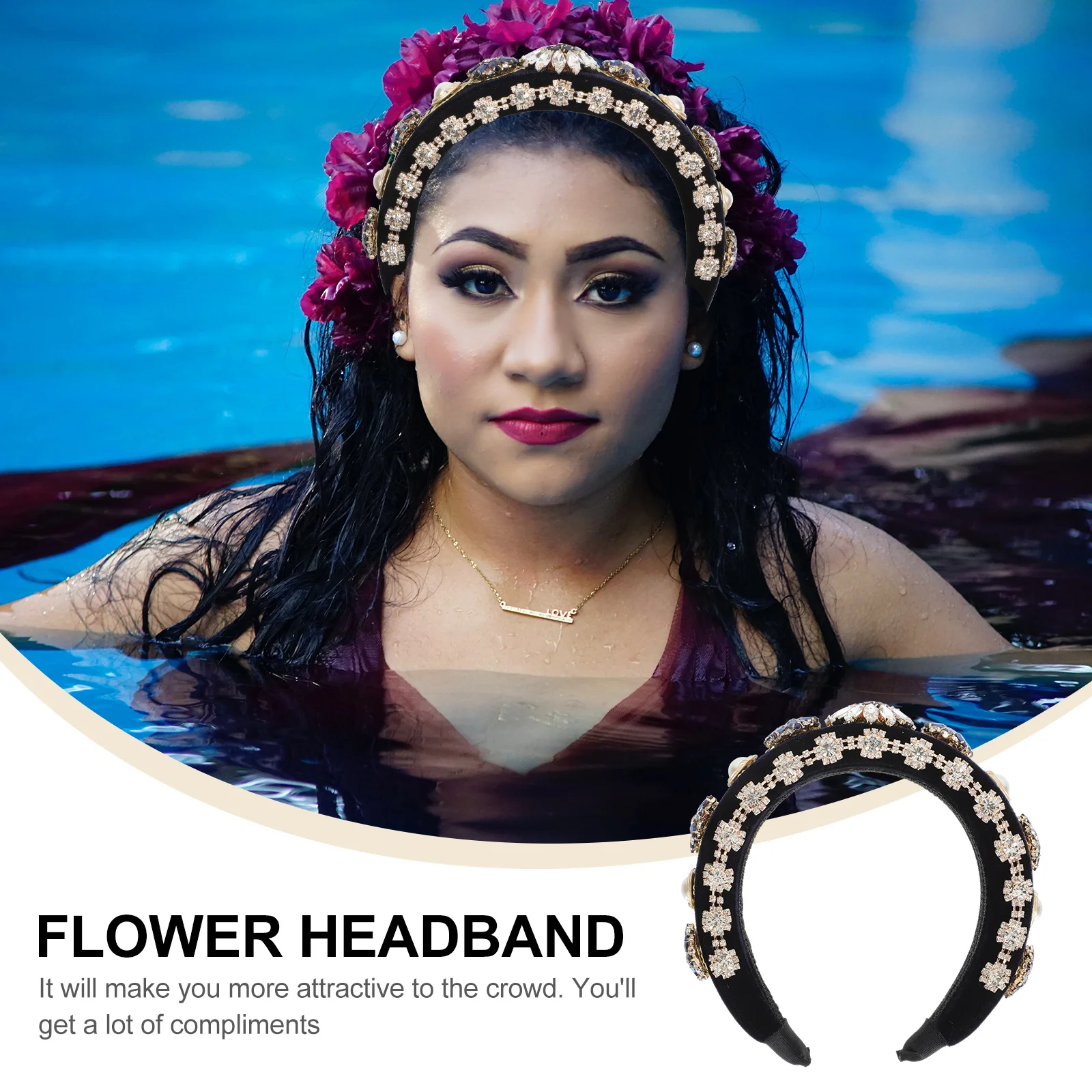 

1Pcs Elegant Woman Headband Baroque Design Hair Tying Hoop Comfortable Lightweight Hair Accessory for Face Washing Exercise Home