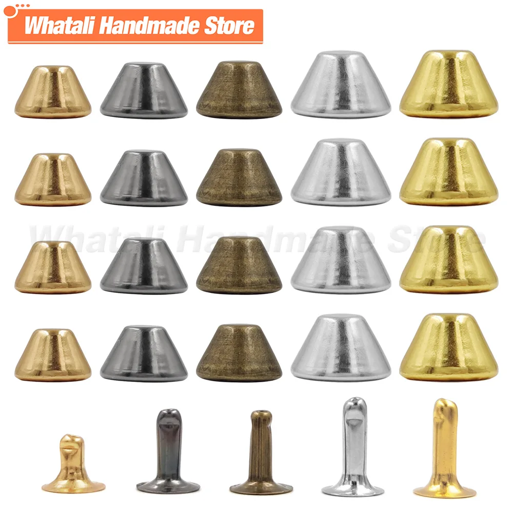 100sets Bucket Shape Rivet Spikes DIY Punk Rock For Clothes Shoes Bags Belt Leathercraft Accessories 8mm 10mm 12mm