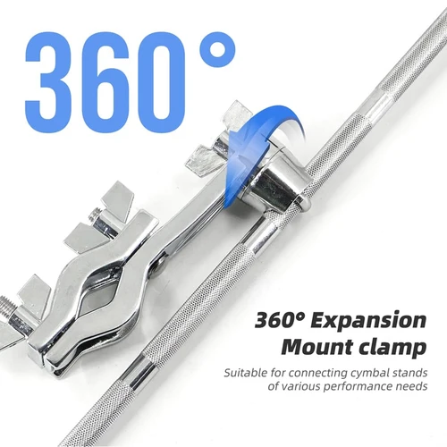 Imagen 2 del producto Abrazadera de montaje de soporte de platillo de tambor de Metal, abrazadera de extensión de platillo de rotación de 360 grados, soporte de brazo de pluma para soporte de platillo