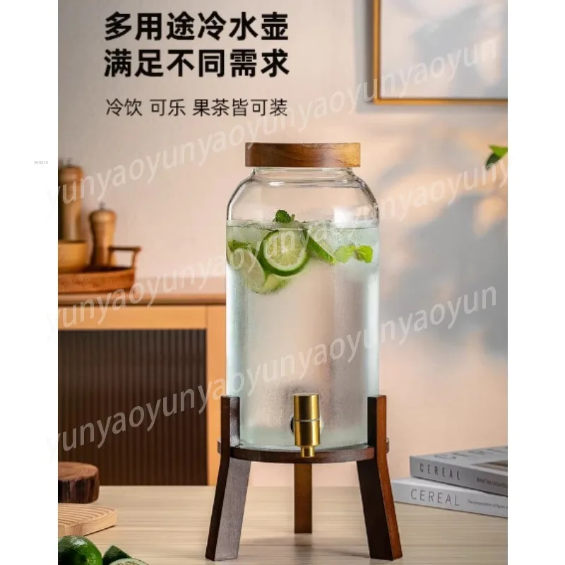 

3-6 Liter Large-capacity Cold Kettle with Faucet Seal, Household Borosilicate Glass Beverage Bucket, Chilled Cold Kettle