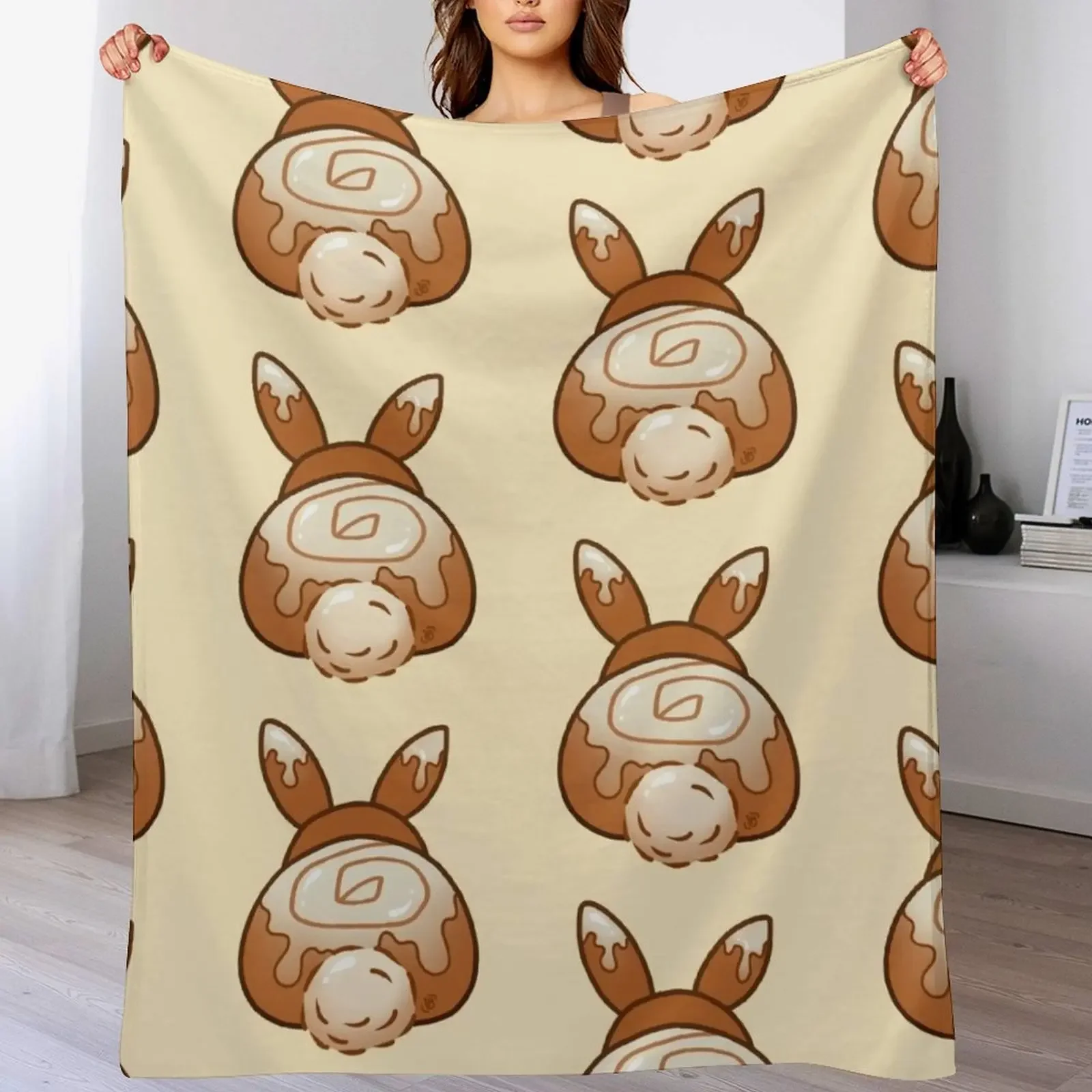 

Cinnamon Bunny Throw Blanket Large Plaid on the sofa Luxury Shaggy Blankets