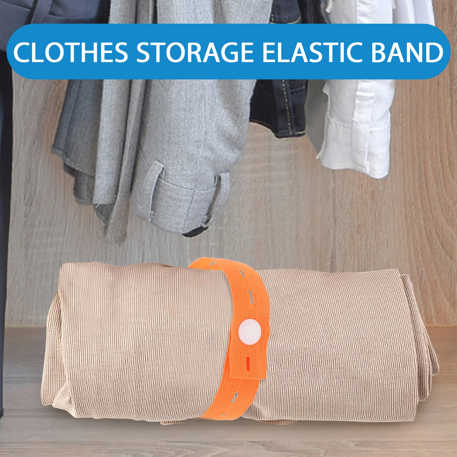 

50pcs Clothes Storage Elastic Band Adjustable Clothing Organizing Strap Button For Closet Cabinet Drawer Travel Garment Wrapping