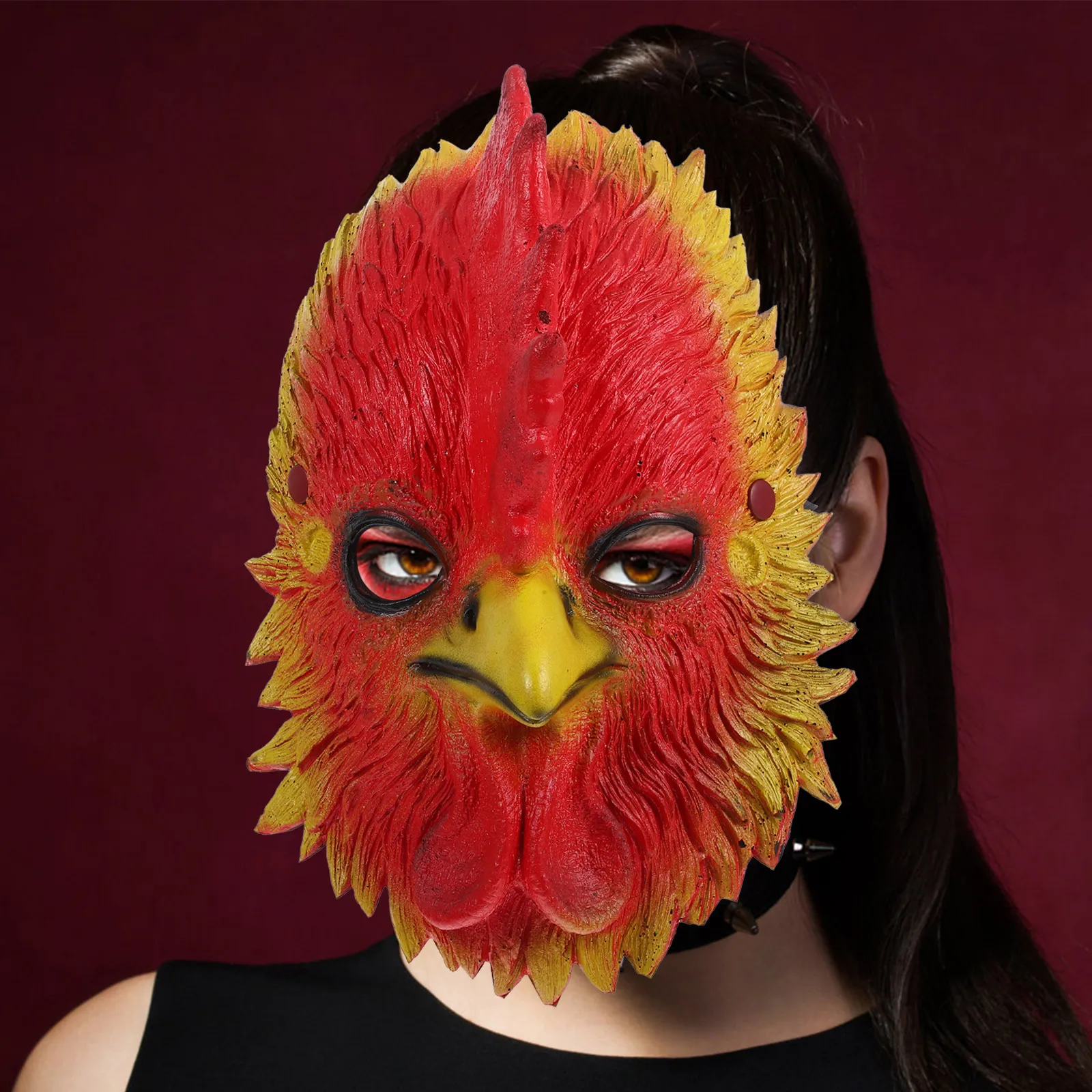 Rooster Mask Halloween Decorative Party Supplies PU Style Carnival Photo Prop Funny Outdoor Costume Accessory Bright Color