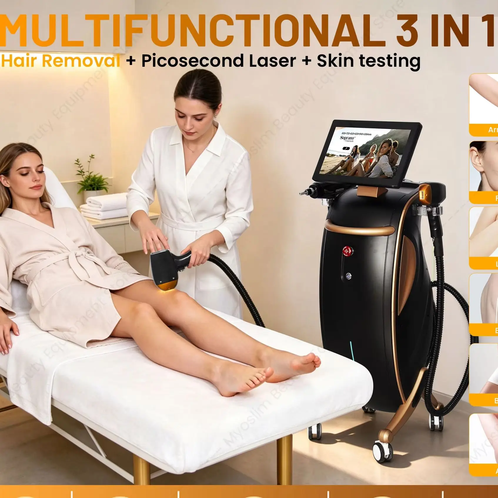 3IN1 Multifunctional Beauty Machine 6 Wavelength Diode Laser Hair Removal  Picosecond Laser Tattoo Removal  Skin Hair Analyzer
