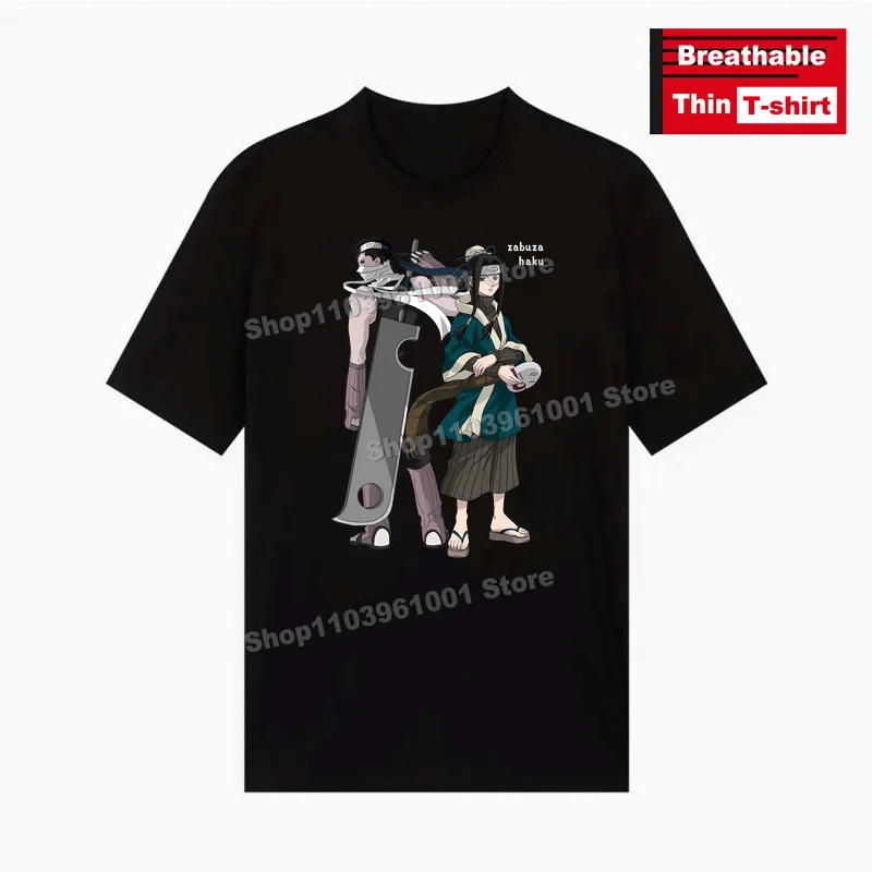 Camisetas con estampado de Anime Popular japonés, camisetas Momochi Zabuza & Haku, camisetas finas transpirables de manga corta Harajuku Street para hombres y mujeres