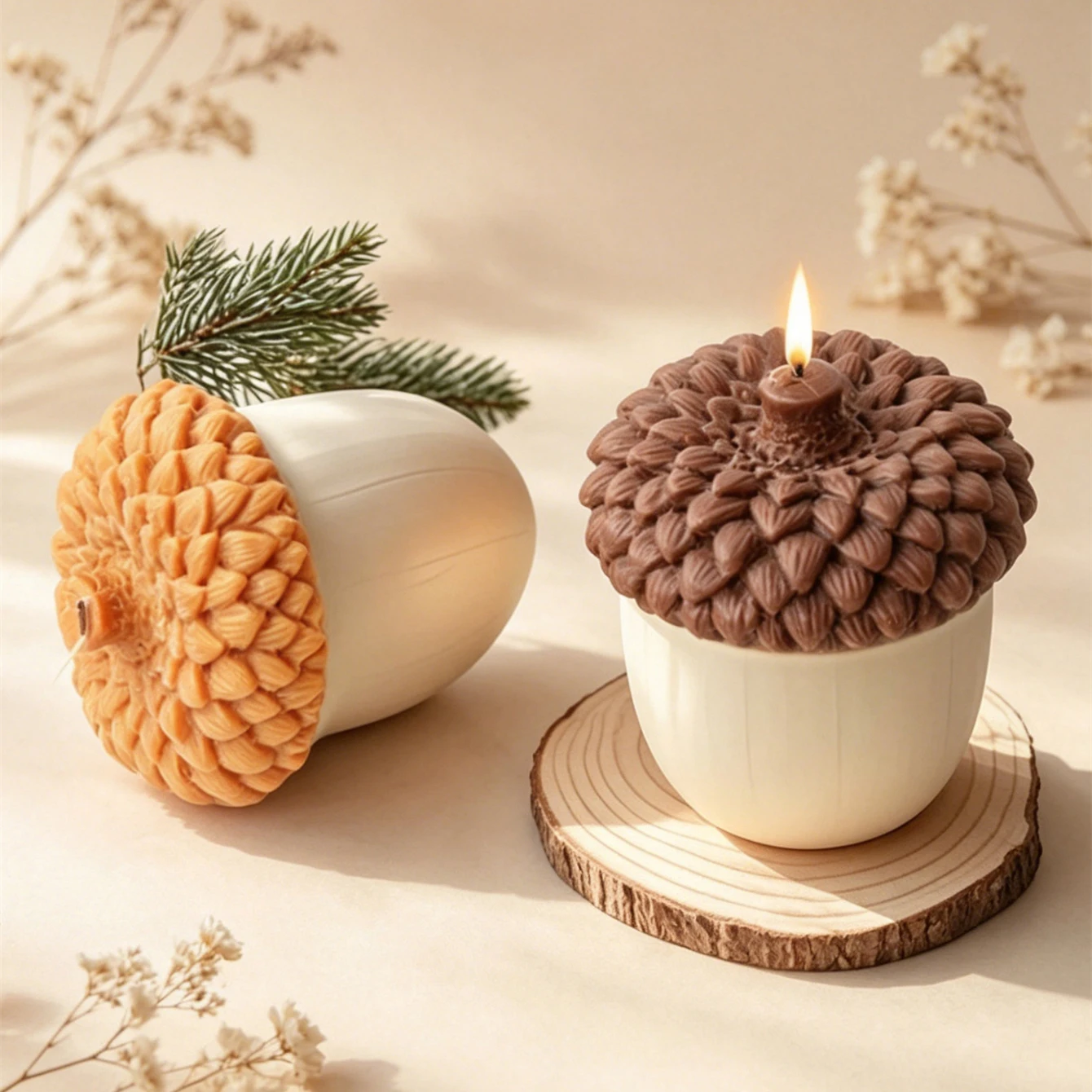 3D Printing Concrete - 3D Pine Cone Hazelnut Silicone Mold