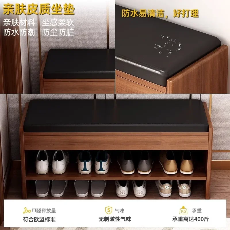 Entryway Shoe Bench with Soft Cushion Storage Rack for Home Doorway Hallway Seating Organizer