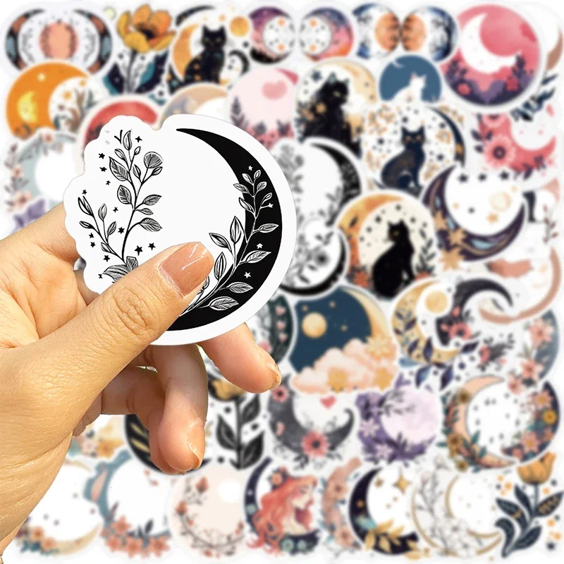 10/30/50PCS Moon Flower Cat PVC Sticker Aesthetic Children\'s Decoration Scrapbooking Accessories DIY Stationery School Supplies