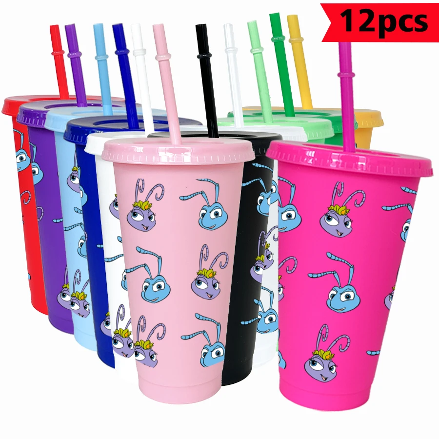

12PCS/pack Disney, cartoon bug, crown 26oz multi-color plastic water cup party drinking utensils birthday/back to school gift