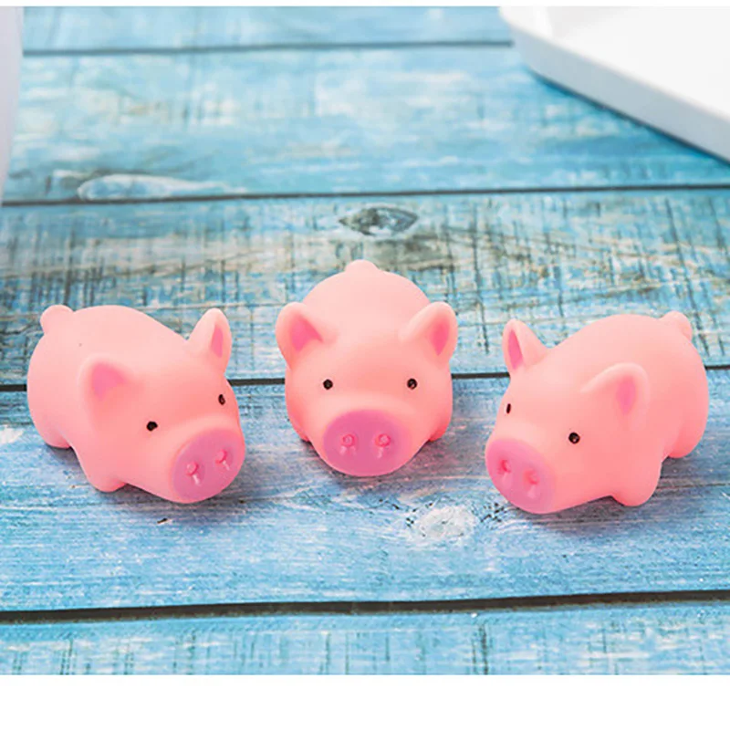 5pcs/lot 5cm Cute Pig Toys Pink Screaming Rubber Pig Action Figure Toys Voice Toys Gift Pet Squeak Chew Gift