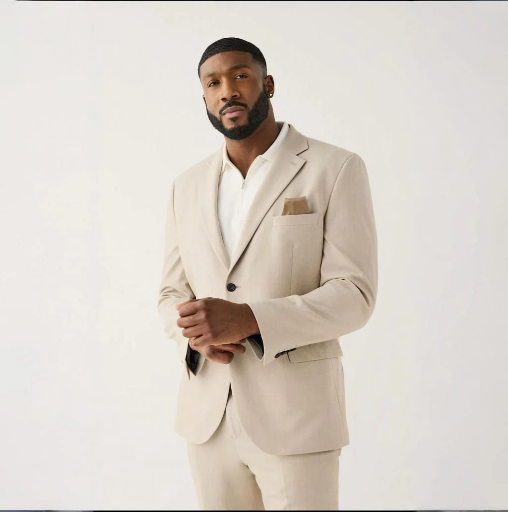 

Mens 2 Piece Muscle Fit Stretch Suit 2 Button Blazer Elegant Wedding Banquet Suit Business Outfits Customize