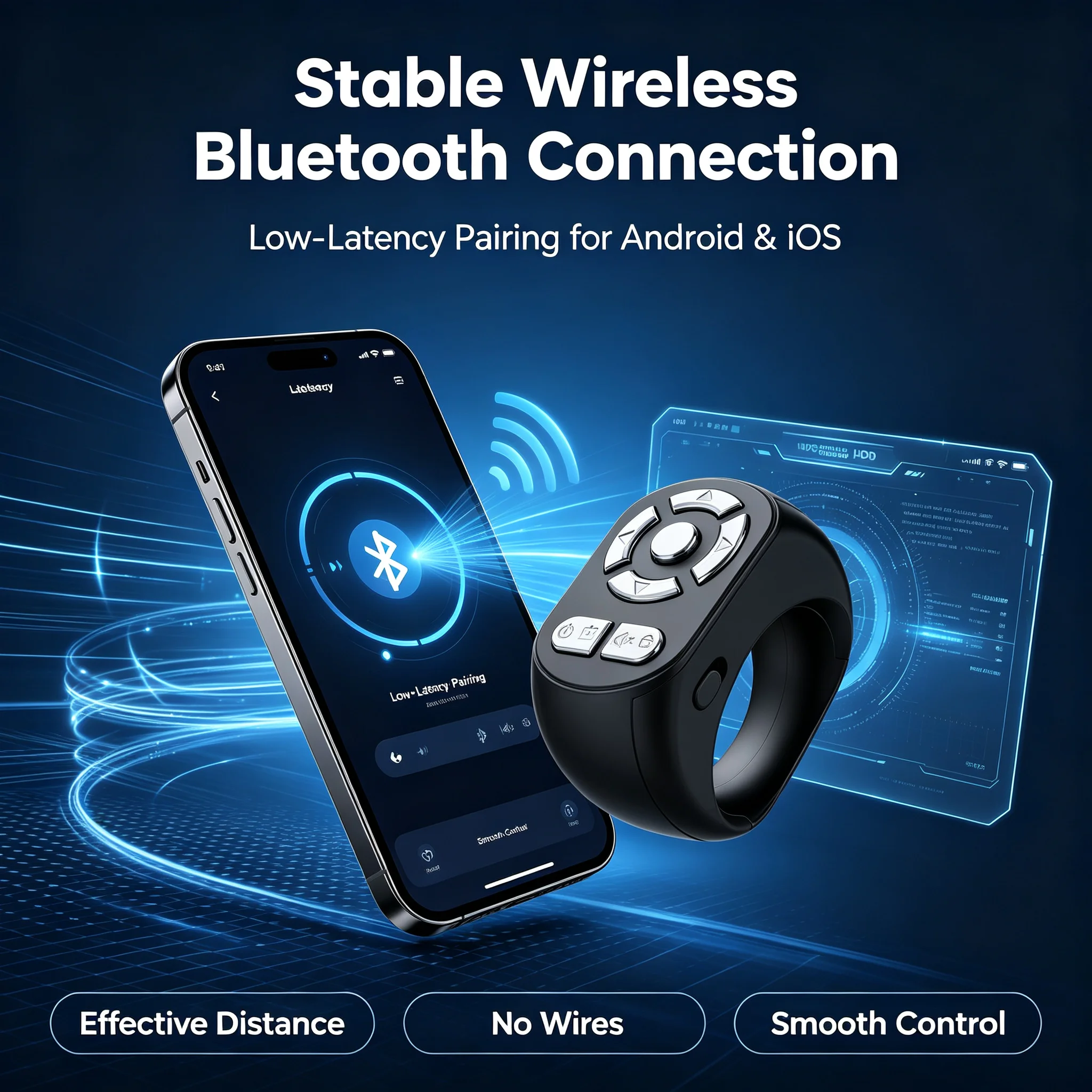 Multifunctional Bluetooth Fingertip Ring Mouse Page Turner Novel Comic Short Video Scroll Selfie Zoom Remote Control Gadget