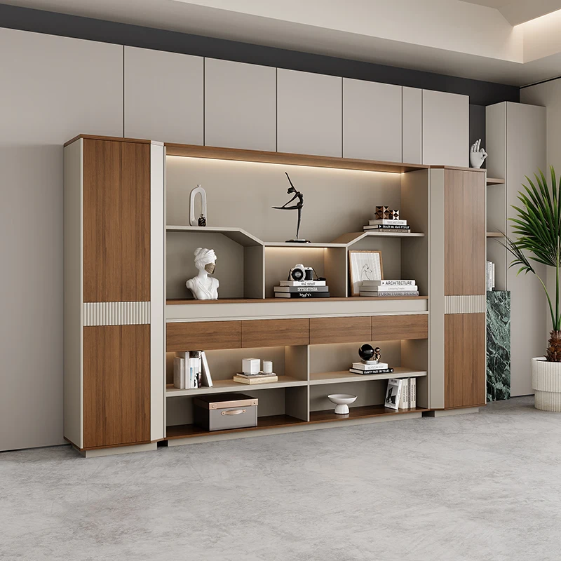 

Custom E0 Grade Board Boss Office Background Bookcase Document Information Storage Wooden Cabinet