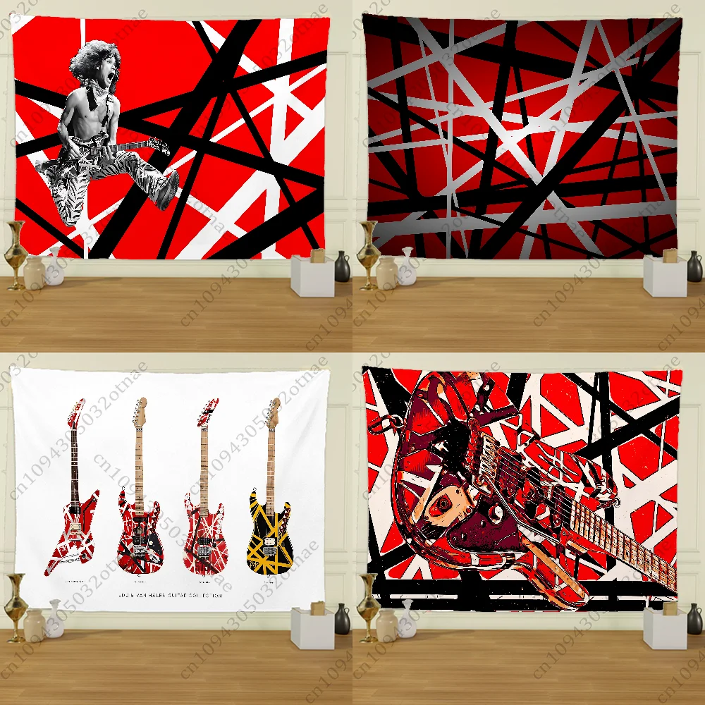 

Guitar Eddie Van Halen Tapestry Flag Creative Pattern Photo Living Room Wall Art Tapestry Decor Party Outdoor Decorate Banners