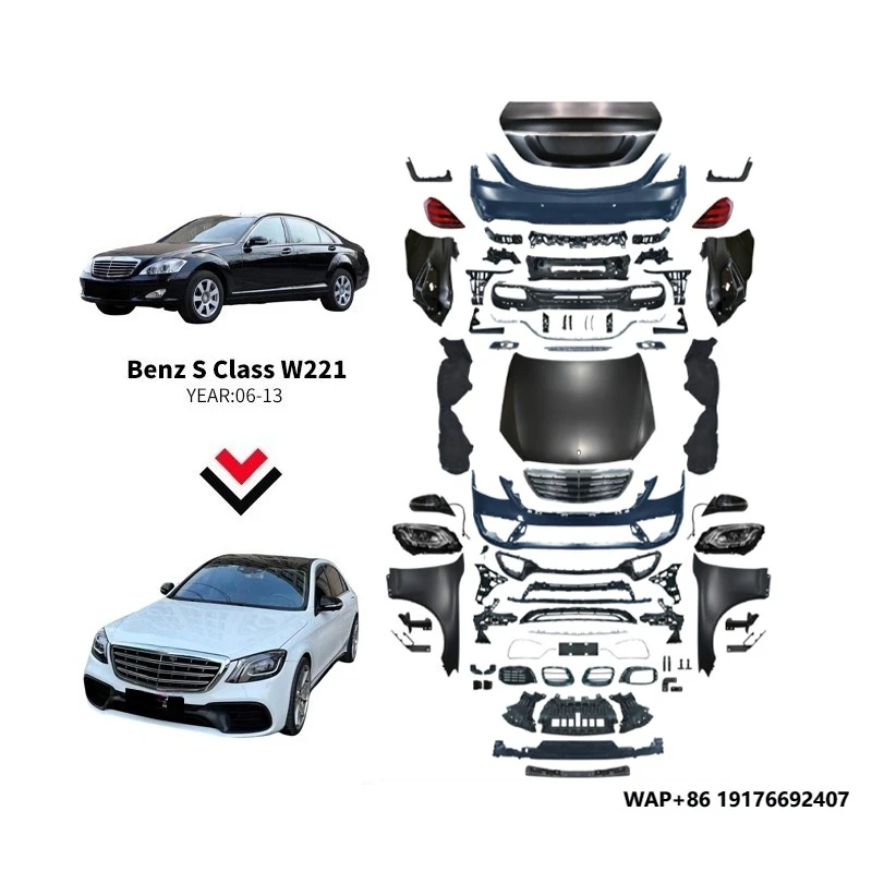 

Full Set W221 Upgrade to W222 S63 Body Kits for Mercedes Benz Conversion Body Kit Front Bumper Side Skirts Rear Bumper