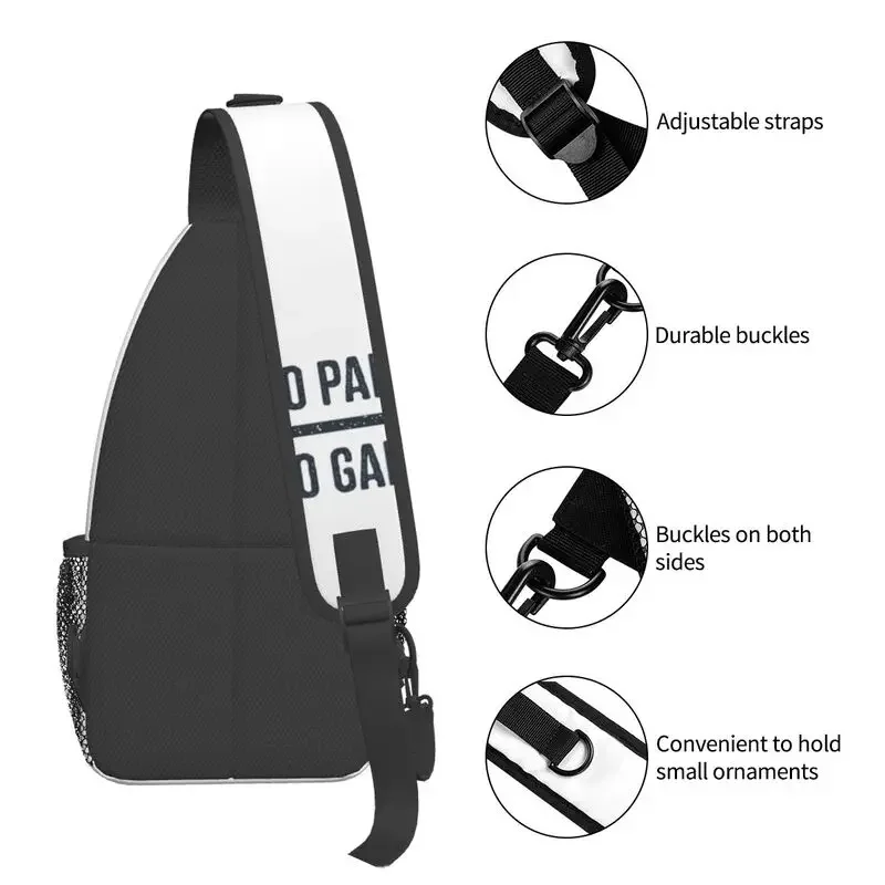 No Pain No Gain Gym Motivational Quote Sling Bags Bodybuilding Workout Shoulder Chest Crossbody Backpack Travel Hiking Daypack