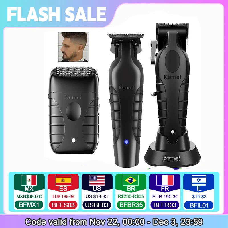 Kemei 2299 2296 T95 Professional Hair Clipper Cordless Trimmer Electric Foil Shaver Men Rechargeable Finish Hair Cutting Machine