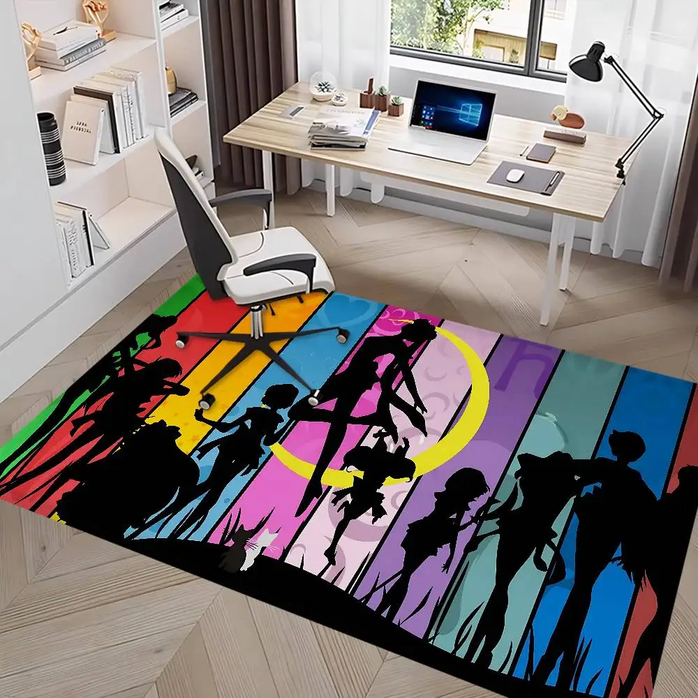 Anime Cute S-Sailor Girl M-Moon Floor Mat Rectangle Anti-slip Home Soft Badmat Front Door Indoor Outdoor Mat Welcome Doormat