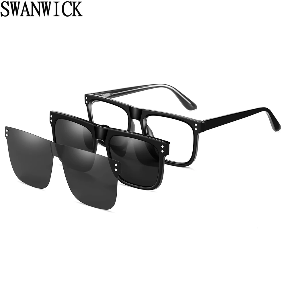 

Swanwick TR90 polarized sunglasses for men magnetic square sun glasses women driving unisex black brown CP acetate summer style