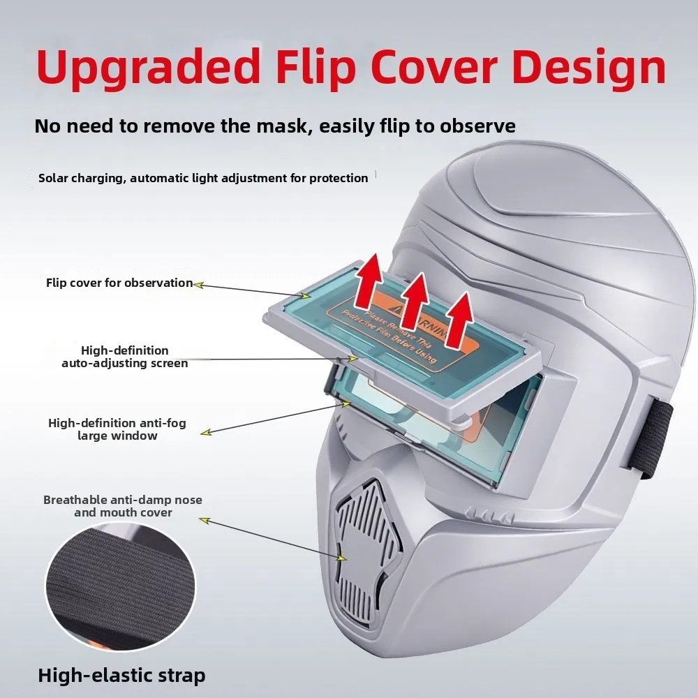 Auto-Darkening Welding Helmet Flip-Up Design High-Definition Welding Mask 0.01ms True Color Lens PP Material Welder Shield view 2