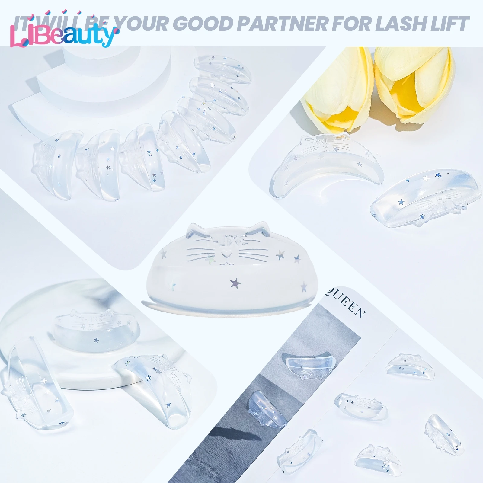 Libeauty 7ペア Cカール シリコン製 まつげパーマパッド 粘着式まつげロッド シールド リフティング 3Dまつげカーラー アクセサリー メイクアップツール