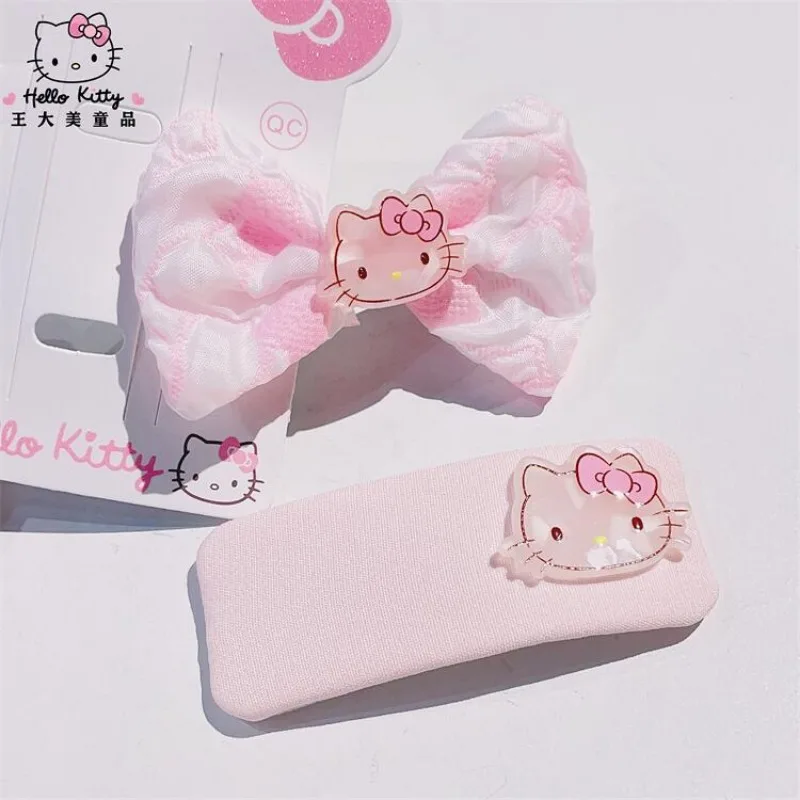 Hello Kitty Hairclips Kawaii Hair Accessories Sanrio Baby Girl Bows Hair Clip Headbands Ties Fashion Hairties Toddler Girl Fall