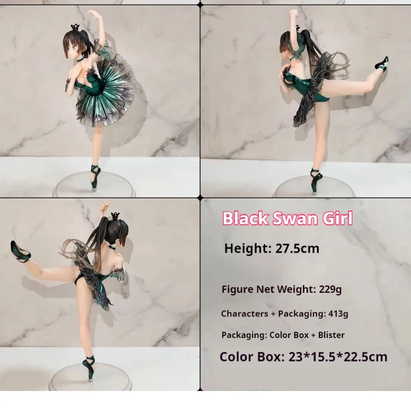 

27.5cm Black Swan Anime Girl Gk Figure Ballet Pose Pvc Collectible Model Desktop Chassis Decor Tabletop Ornament Gifts Anime Fan
