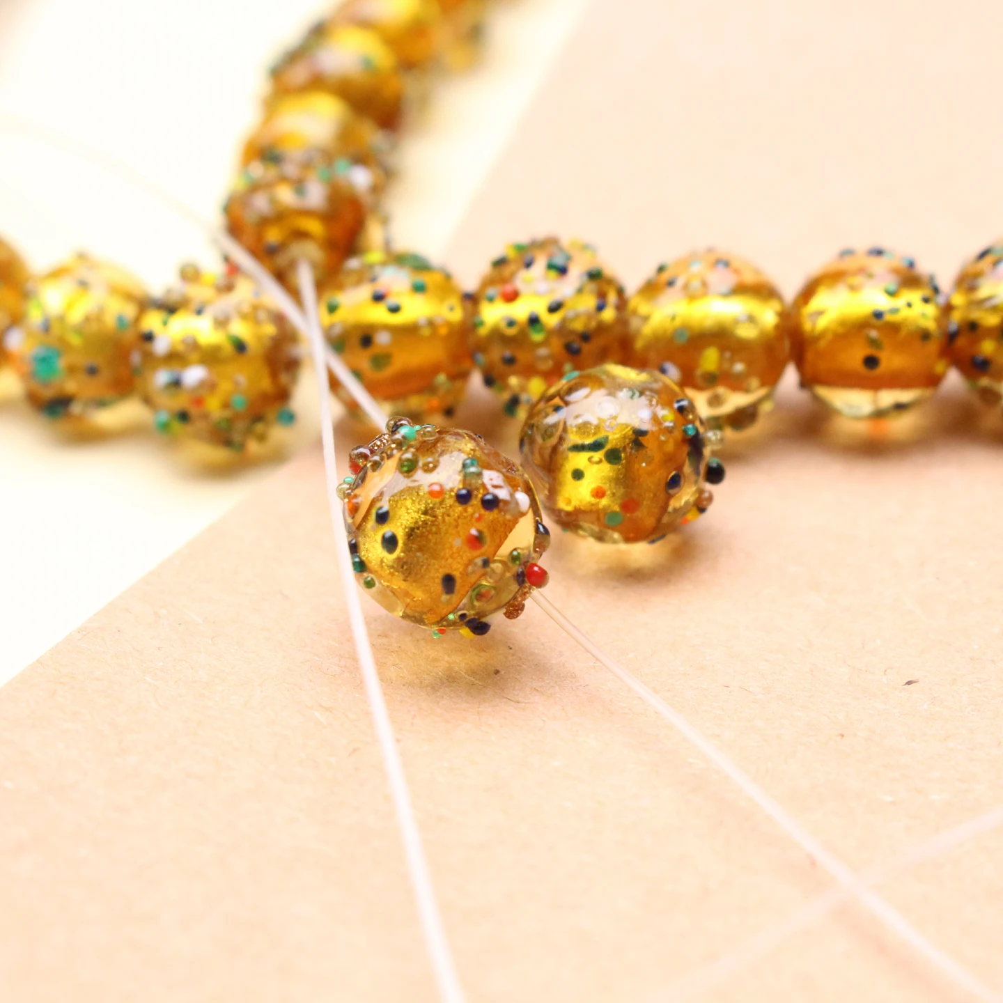 10mm Gold Color Foil Lampwork - Jewelry Making Glasses recension och pris