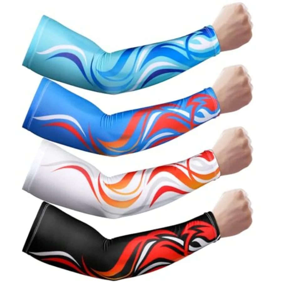 JenPen 4 Pair Arm Sleeves for Men UV Cooling Sun Sleeves UPF 50 Sun Outdoor Protection Sports Essential Compression to Cover
