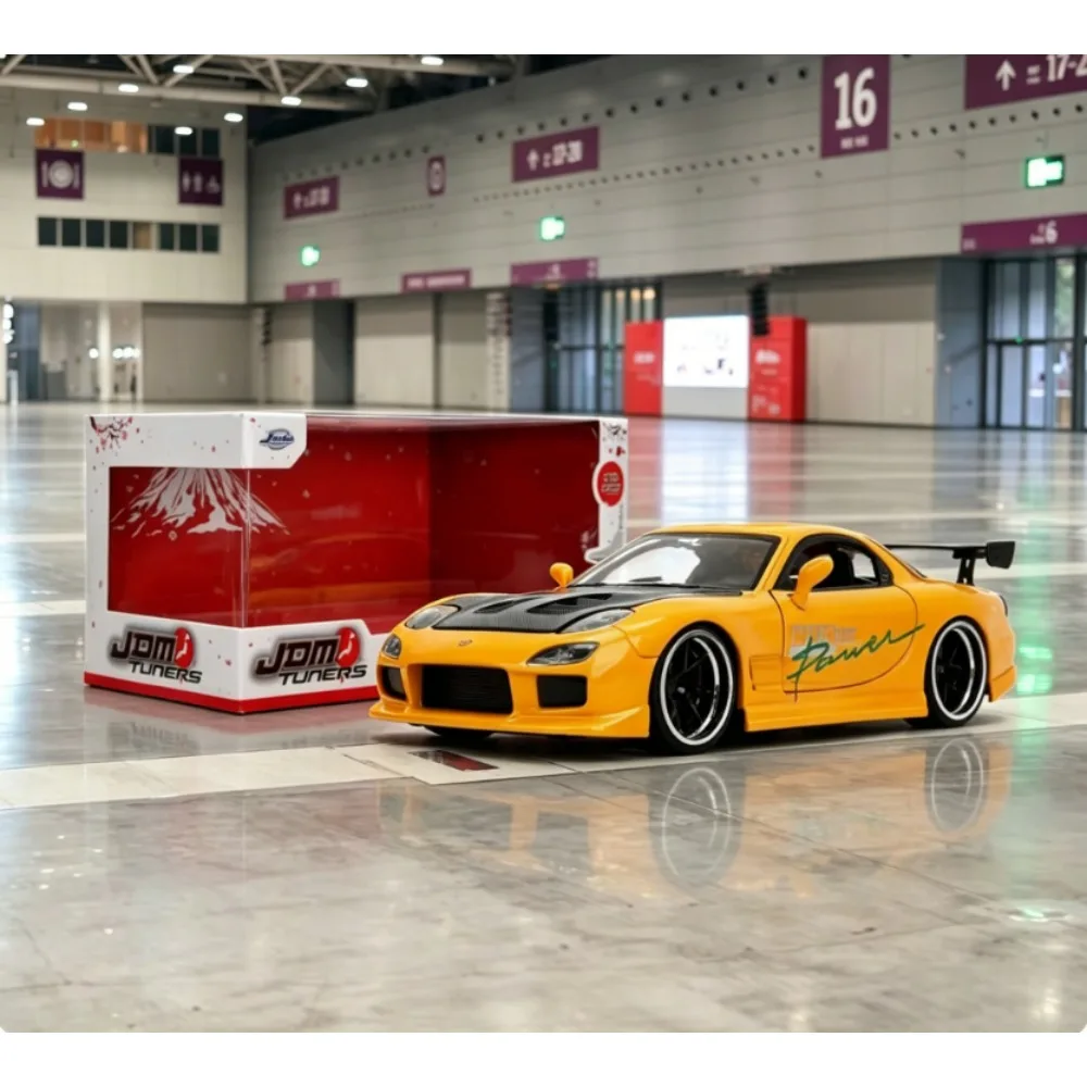 jada-toys-jdm-tuners-1-24-scale-die-cast-1993-mazda-rx-7-fd-hks-opening-doors-detailed-interior-rubber-tires-yellow-orange