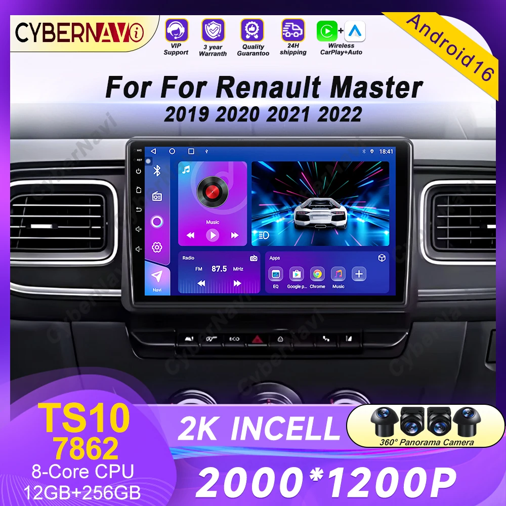 

Android Carplay Auto For Renault Master 2019 2020 - 2022 Car Radio Navigation GPS Video Player DSP WIFI Stereo Head Unit No DVD