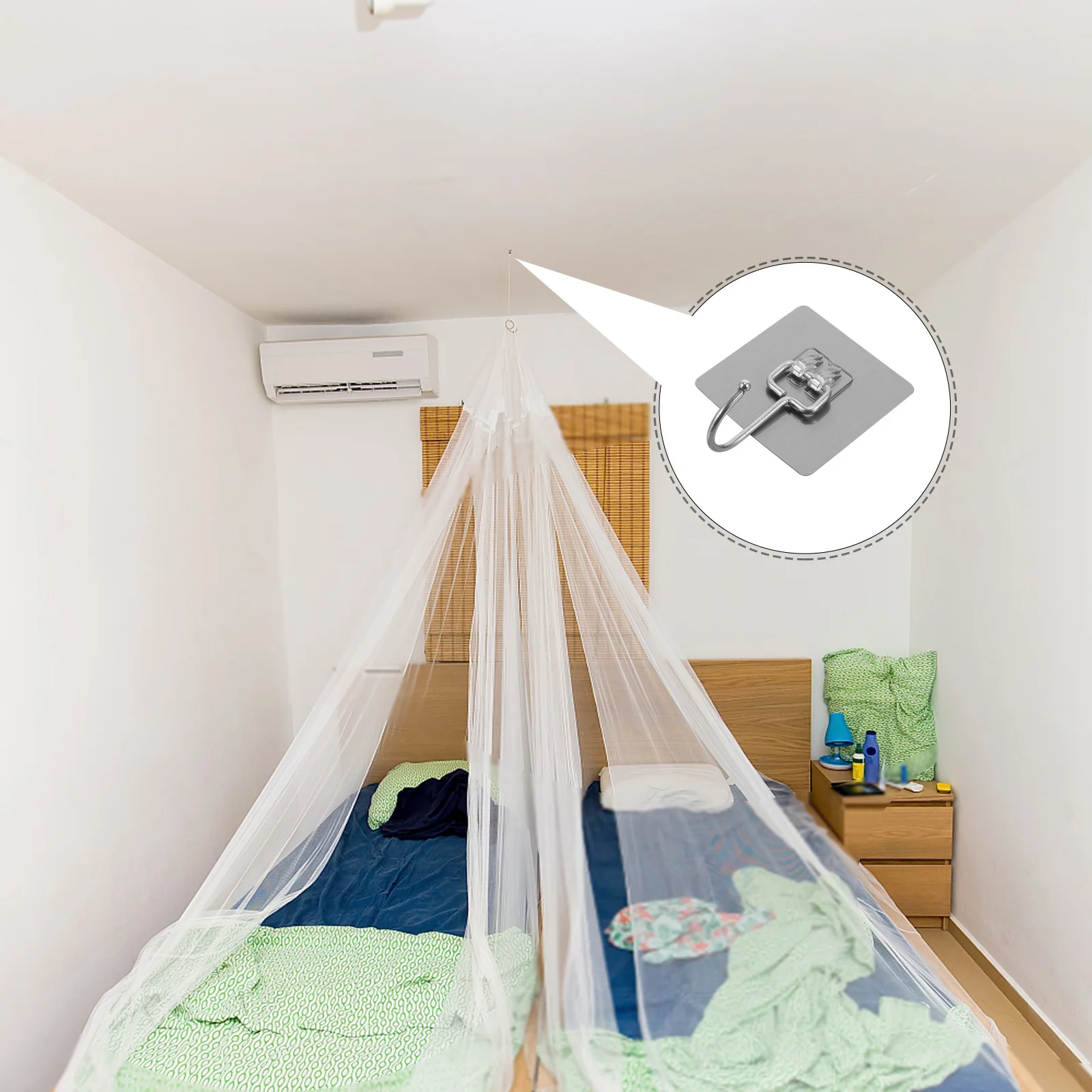 

5Pcs Stainless Steel Bed Canopy Hook Sticky Ceiling Hangers Reliable Support Elegant Stylish Decor Bed Canopy Hook