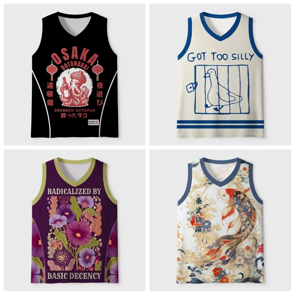 Y2K Style Fun Prison Duck Patterns 3D Printing Men's V-Neck Vest Trendy Fashion Outdoor Leisure Breathable and Quick-Drying Tops
