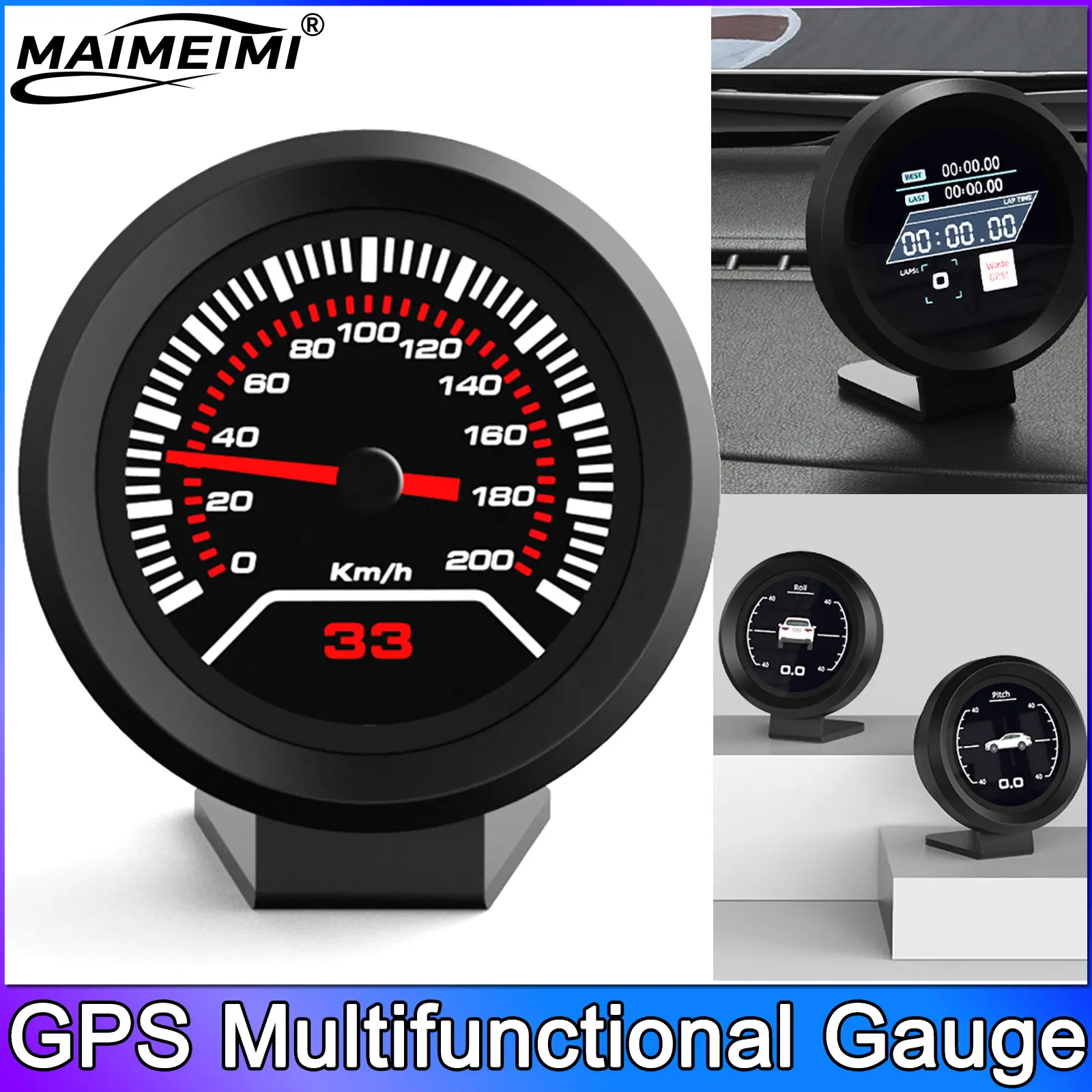 912 GPS Speedometer Km/h / MPH Car Multifunctional Instrument Cluster With Racing Lap Timer Vehicle GPS Compass