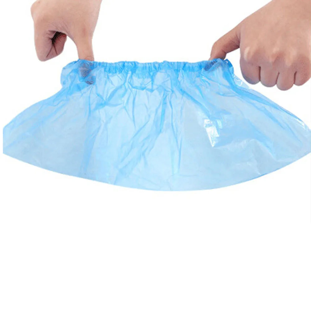 100pcs Plastic Shoe Cover Disposable Waterproof Dustproof Thickened Plastic Cleaning Overshoes One Size Foot Cover For Home