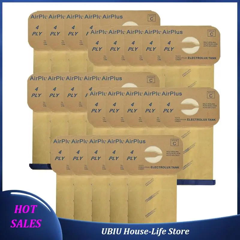

25PCS Replacement Style C 4-PLY Bags For Electrolux Type C Canister Vacuums Spare Parts Accessories Parts-Best Selling