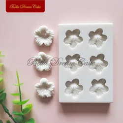 6 Cavity Small Hibiscus Flower Silicone Mold 3D Fondant Chocolate Mould DIY Clay Model Cake Decorating Tools Baking Accessories