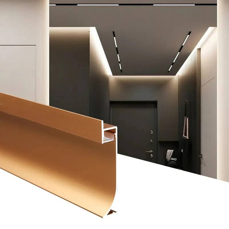 2.5m/pcs Decorative wall protector corner flexible baseboard aluminum recessed skirting line led