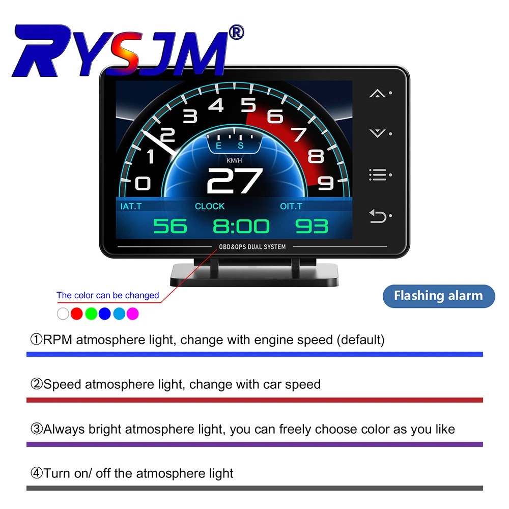 

XS HUD Gauge Car Multi-function OBD+GPS Instrument Water Temperature Turbocharged Oil Pressure Oil Temperature Head-up Display
