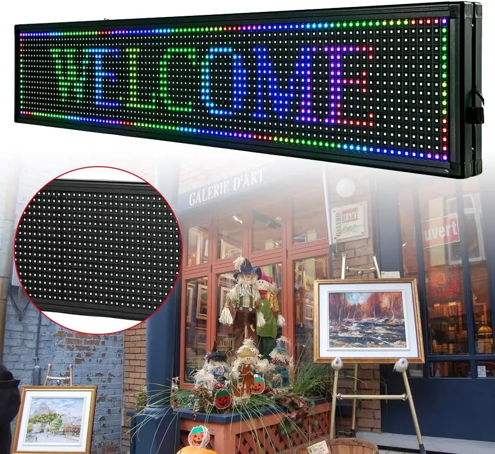 

40" X 8" LED Sign Programmable Scrolling Message Display Board Advertising Flexible Bluetooth LED Screen Car LED Sign