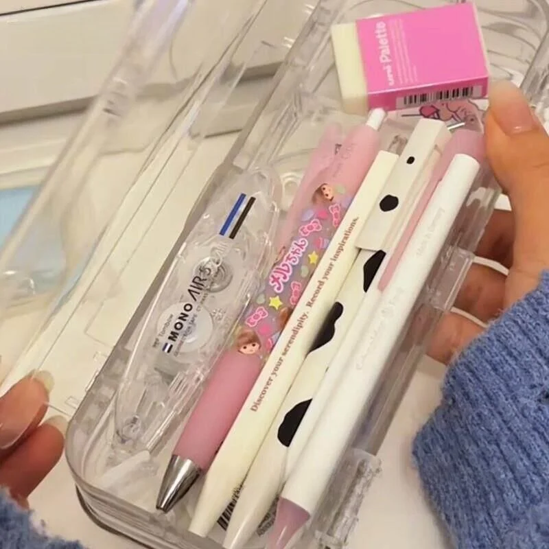 triple-layer-acrylic-transparent-pen-holder-desktop-organizer-high-aesthetic-value-pencil-case-stationery-storage-box