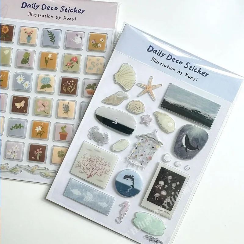 Adesivos 3D Grandes com Tema Oceano Estilo INS, Adesivos DIY Impermeáveis para Capa de Celular e Câmera